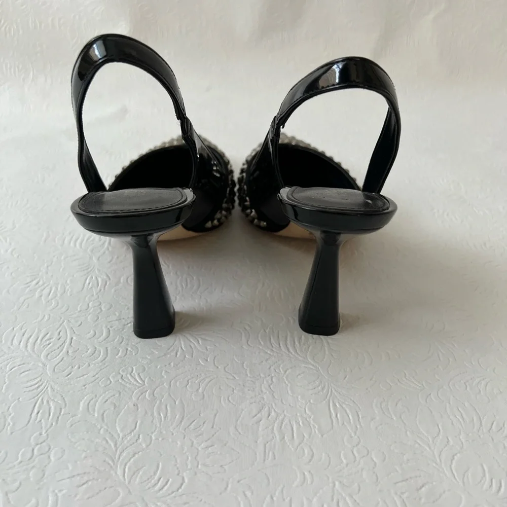Michael Kors Chelsea Rhinestone Embellished Suede Slingback Pumps - Picture 3 of 4